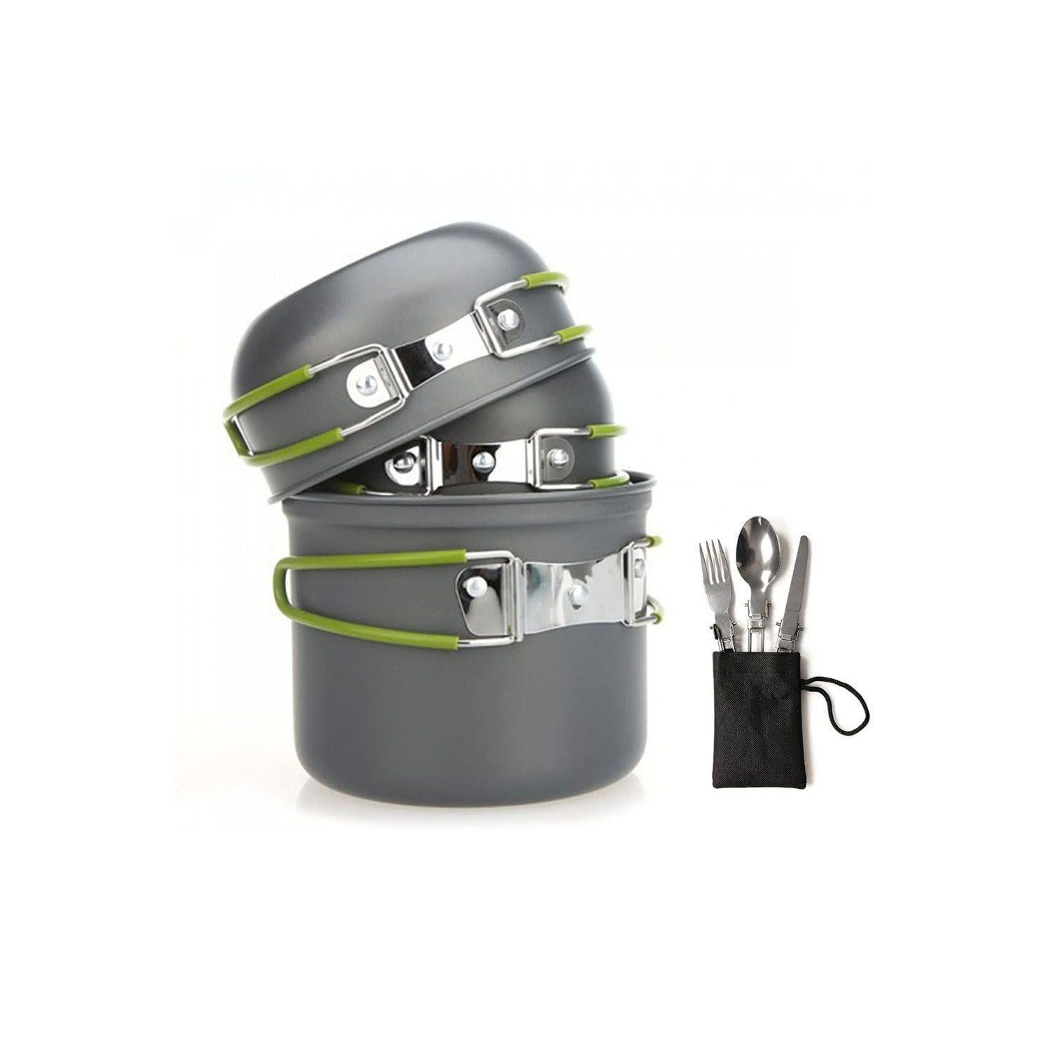 Set de Camping 11 Piezas Cocinilla Ollas Cubiertos-0