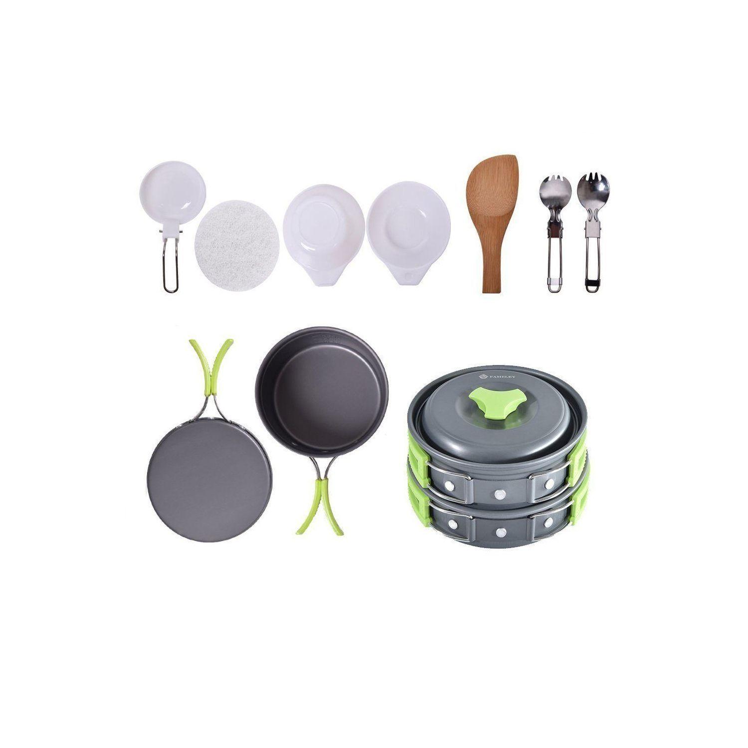 Set de Camping 11 Piezas Cocinilla Ollas Cubiertos-2