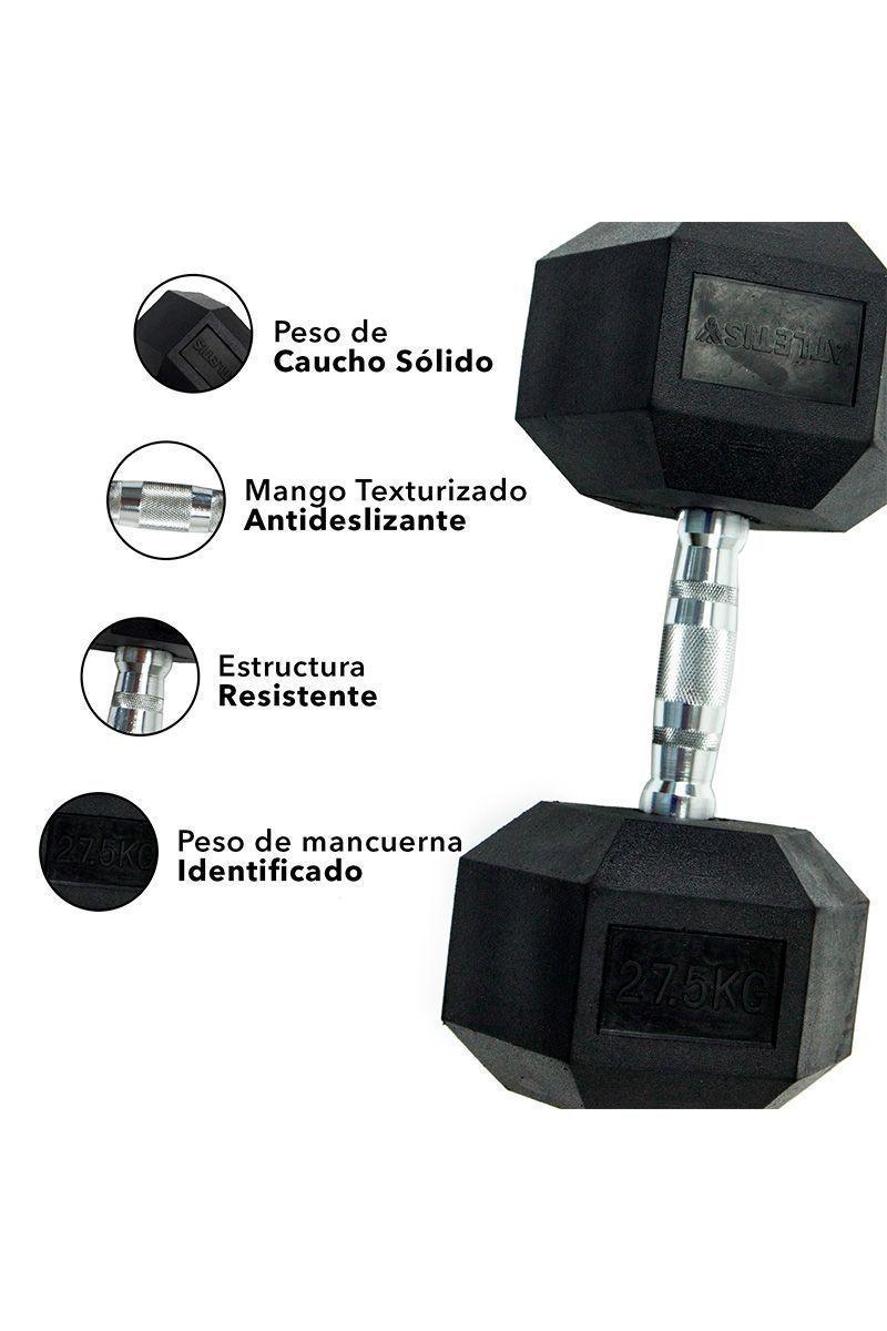 Pack de 2 Mancuernas Hexagonales 27,5 Kg Negro-3
