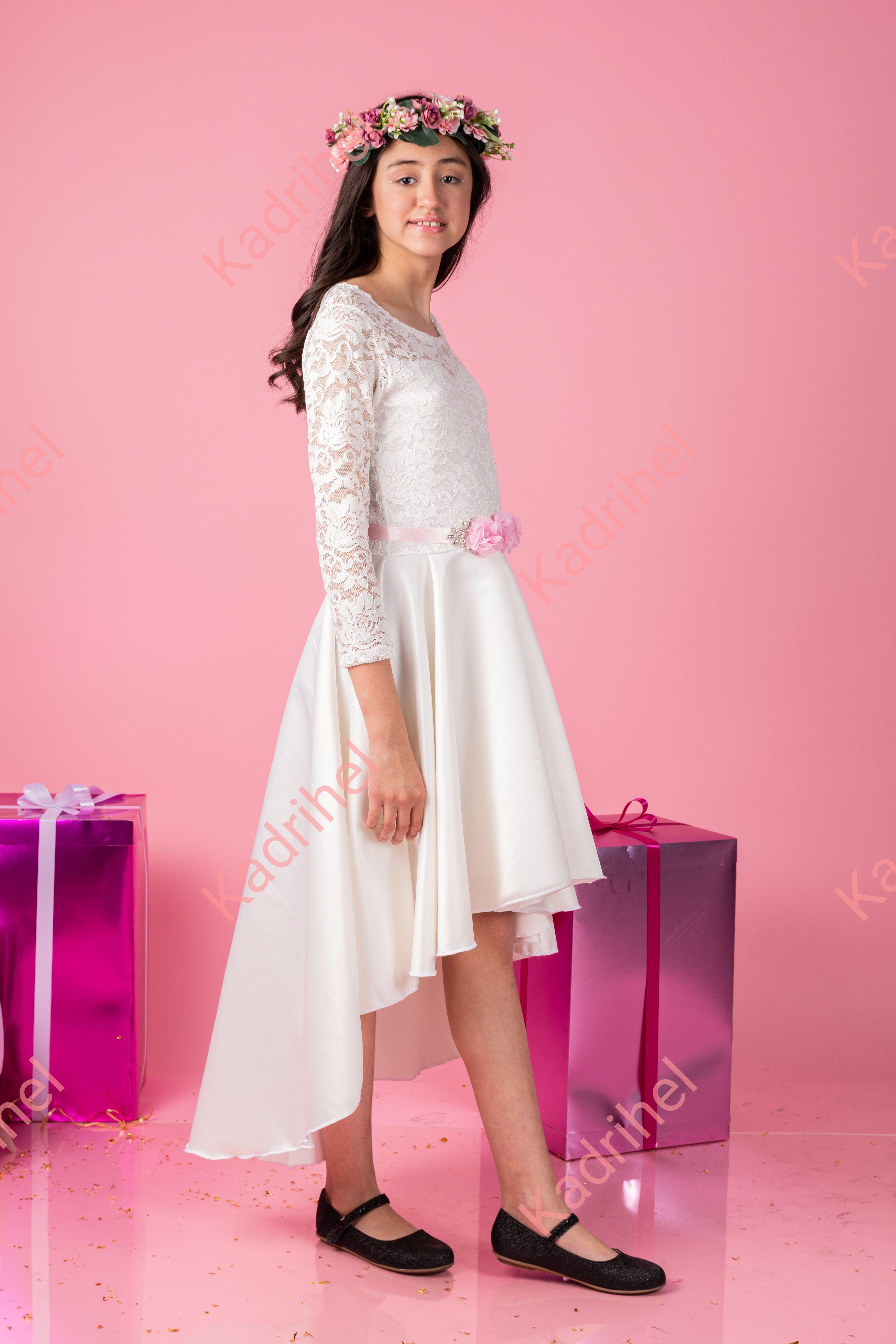 VESTIDO DE NIÑA ASIMETRICO BAUTIZO BODA GALA N041-1