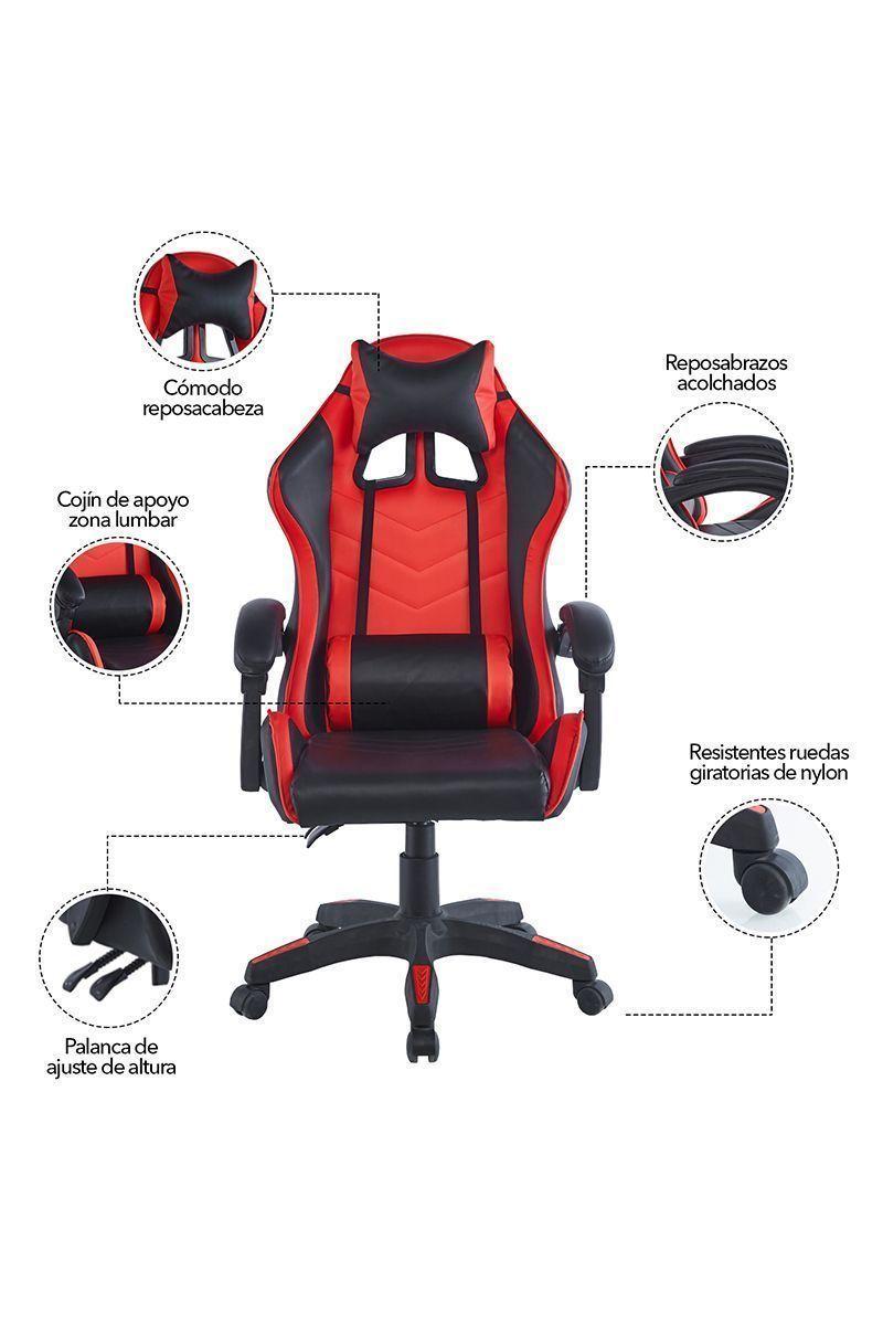 Silla Gamer con Altura Ajustable Rojo-4