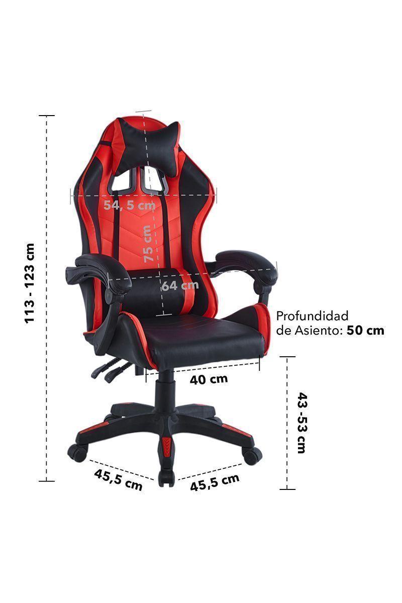 Silla Gamer con Altura Ajustable Rojo-2