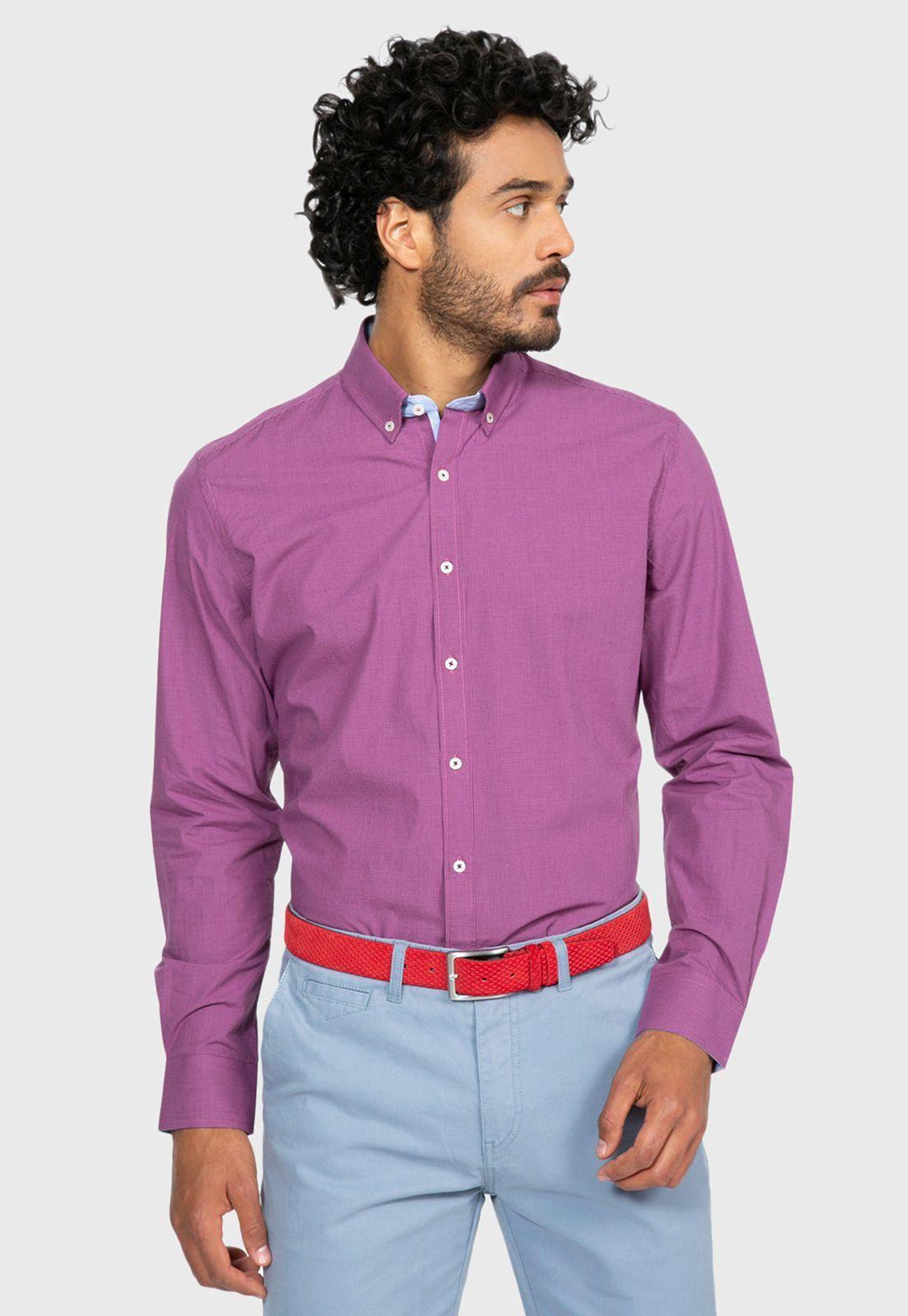 Camisa Sport Cuadritos Lila Arrow-0