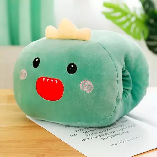 Almohada Guatero Peluche Calentador De Manos Monstruo Verde-2