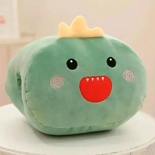 Almohada Guatero Peluche Calentador De Manos Monstruo Verde-3
