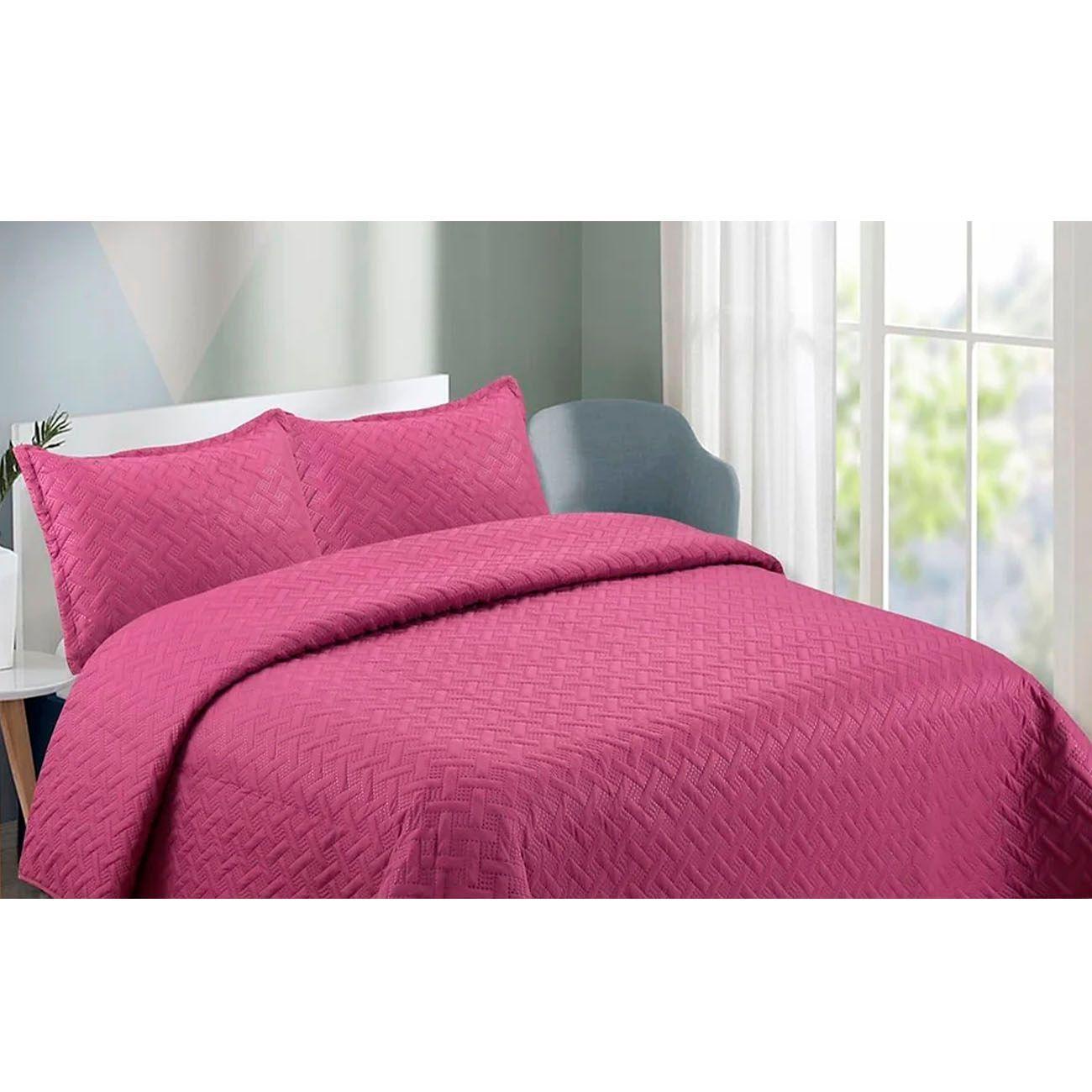 Cubrecama De Verano Quilt King Frambuesa - Liso-0