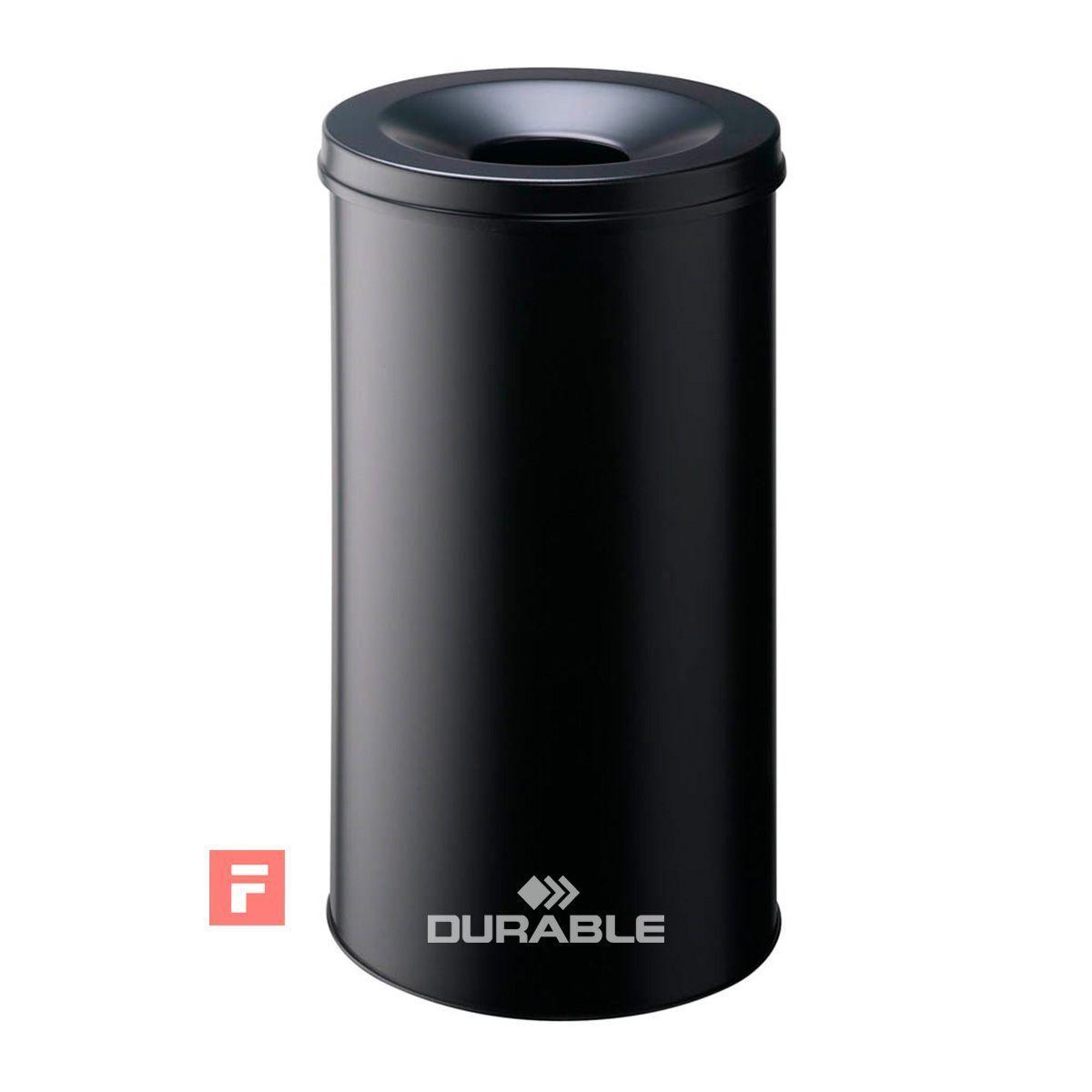 Papelero Redondo 60L Con Tapa Ext. Incendio Negro-2