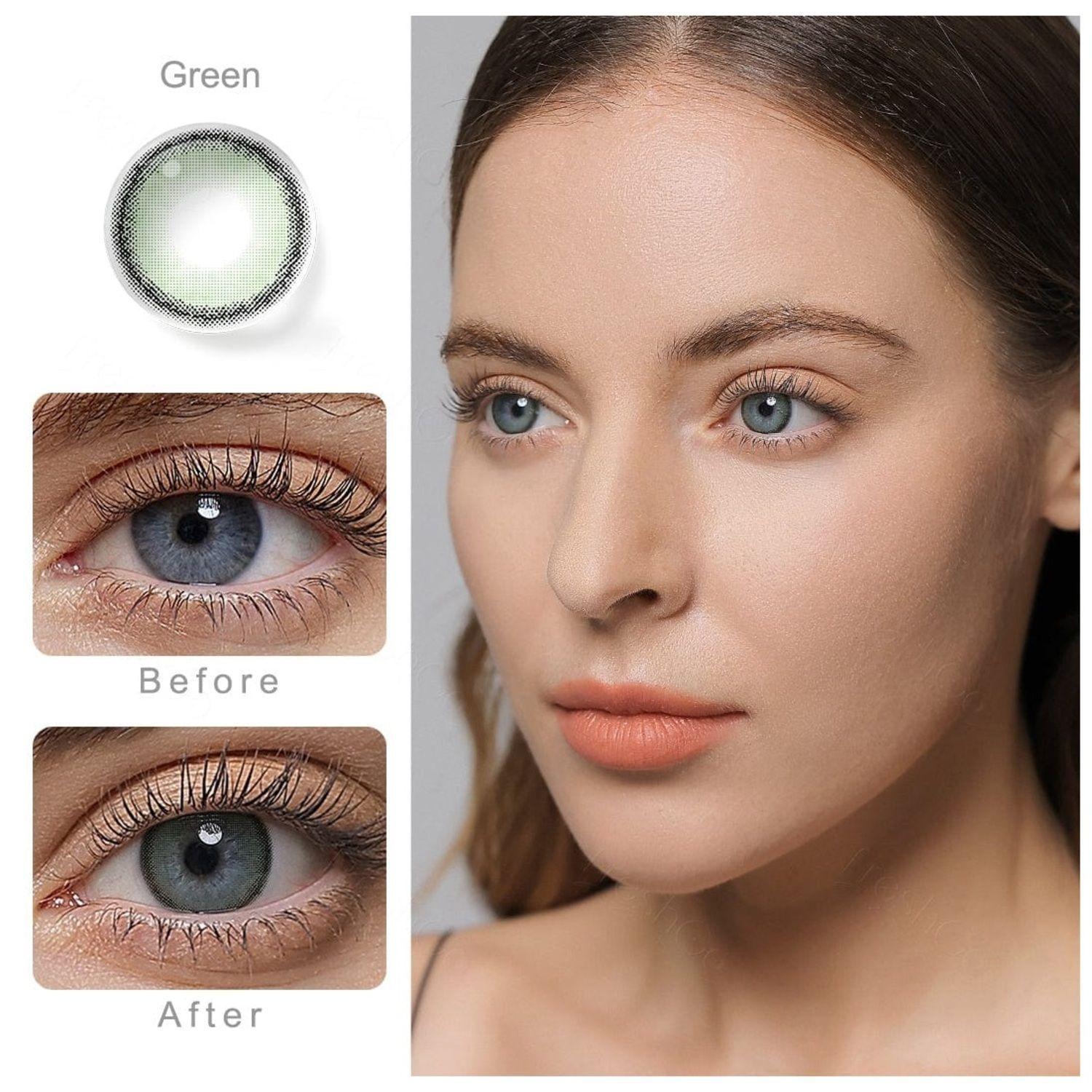 Par De Lentes De Contacto Línea Roze Airy Color Verde-2