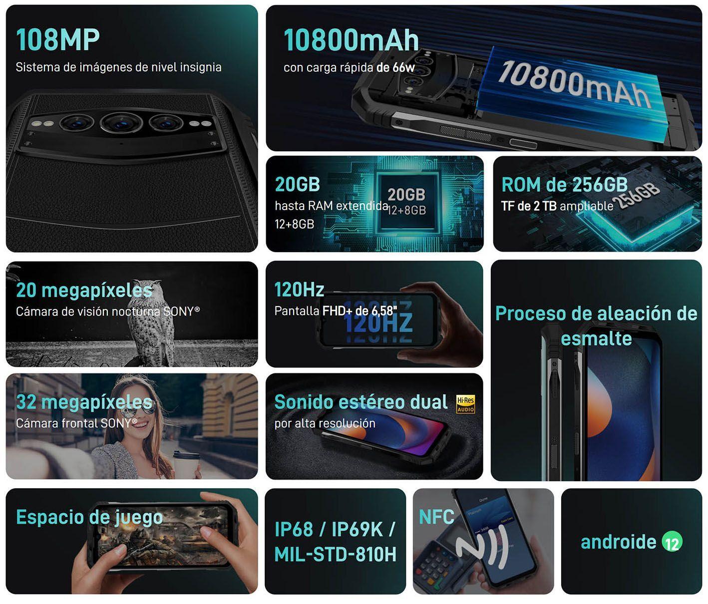 Doogee S100 DualSim Resistente, 108MP Visión Nocturna 256GB-2
