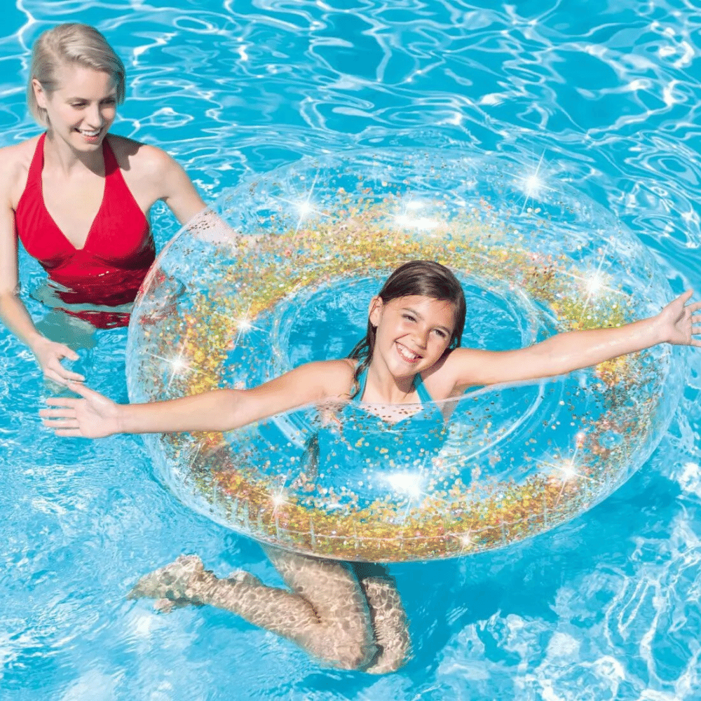 Flotador Inflable Redondo Brillo 107x27 Cm Dorado-3