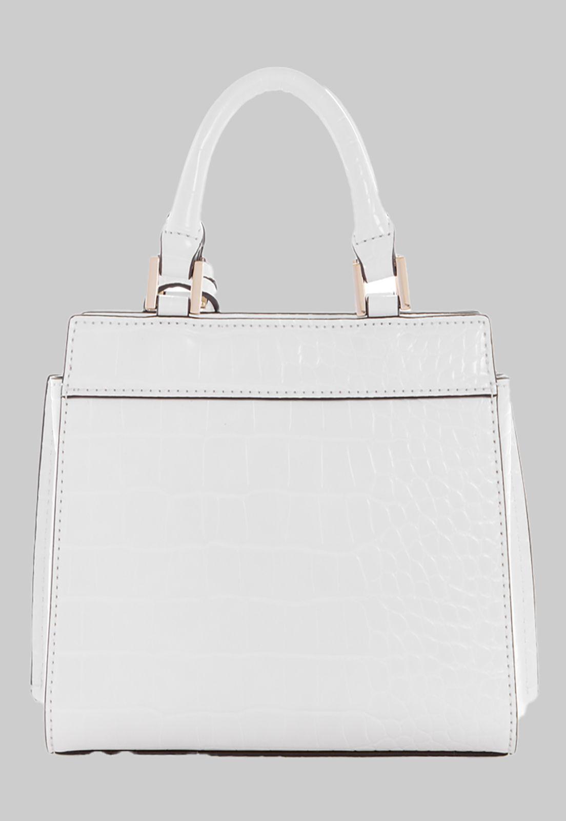Mini Cartera Guess Katey Croc Mini Satchel Whi Blanco-2
