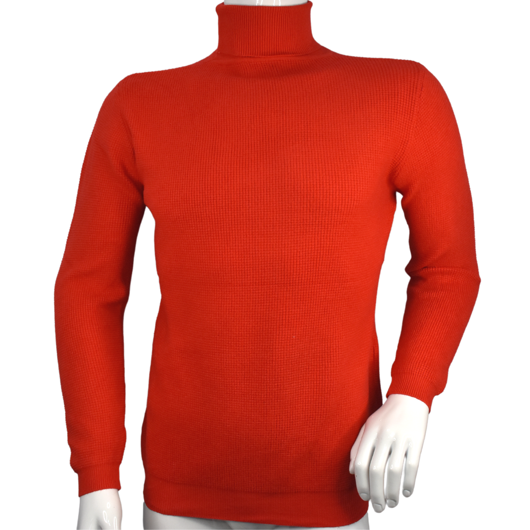 Sweater Hombre Elasticado Cuello Alto Beatle Rojo-0
