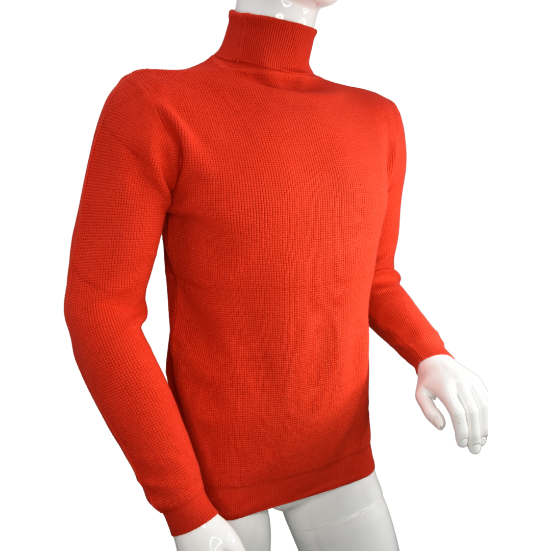 Sweater Hombre Elasticado Cuello Alto Beatle Rojo-5