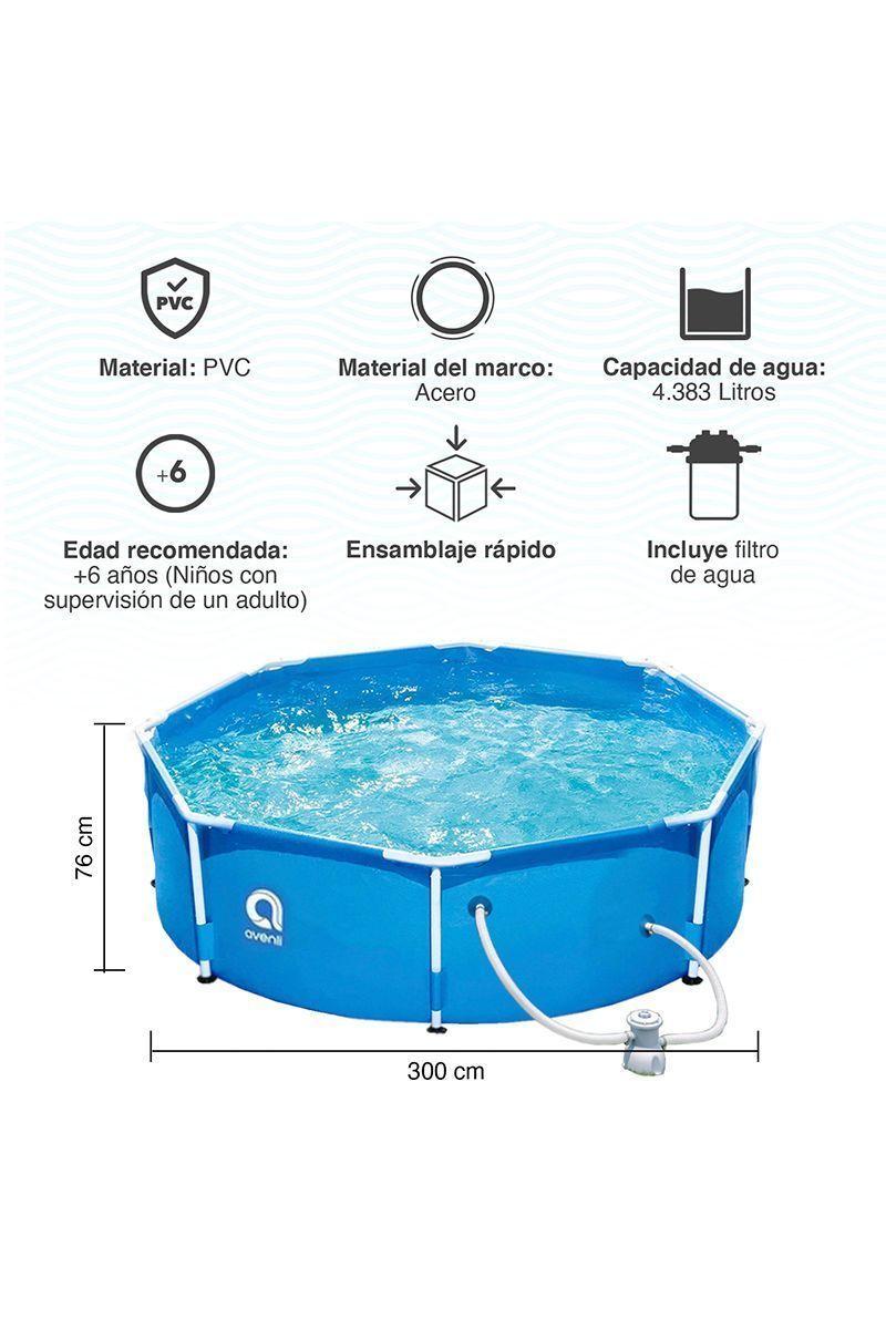 Piscina con Filtro 4383 L 76x300 cm Celeste-2