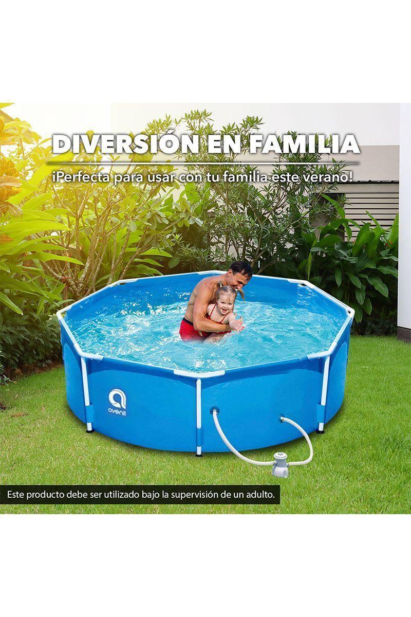 Piscina con Filtro 4383 L 76x300 cm Celeste-4