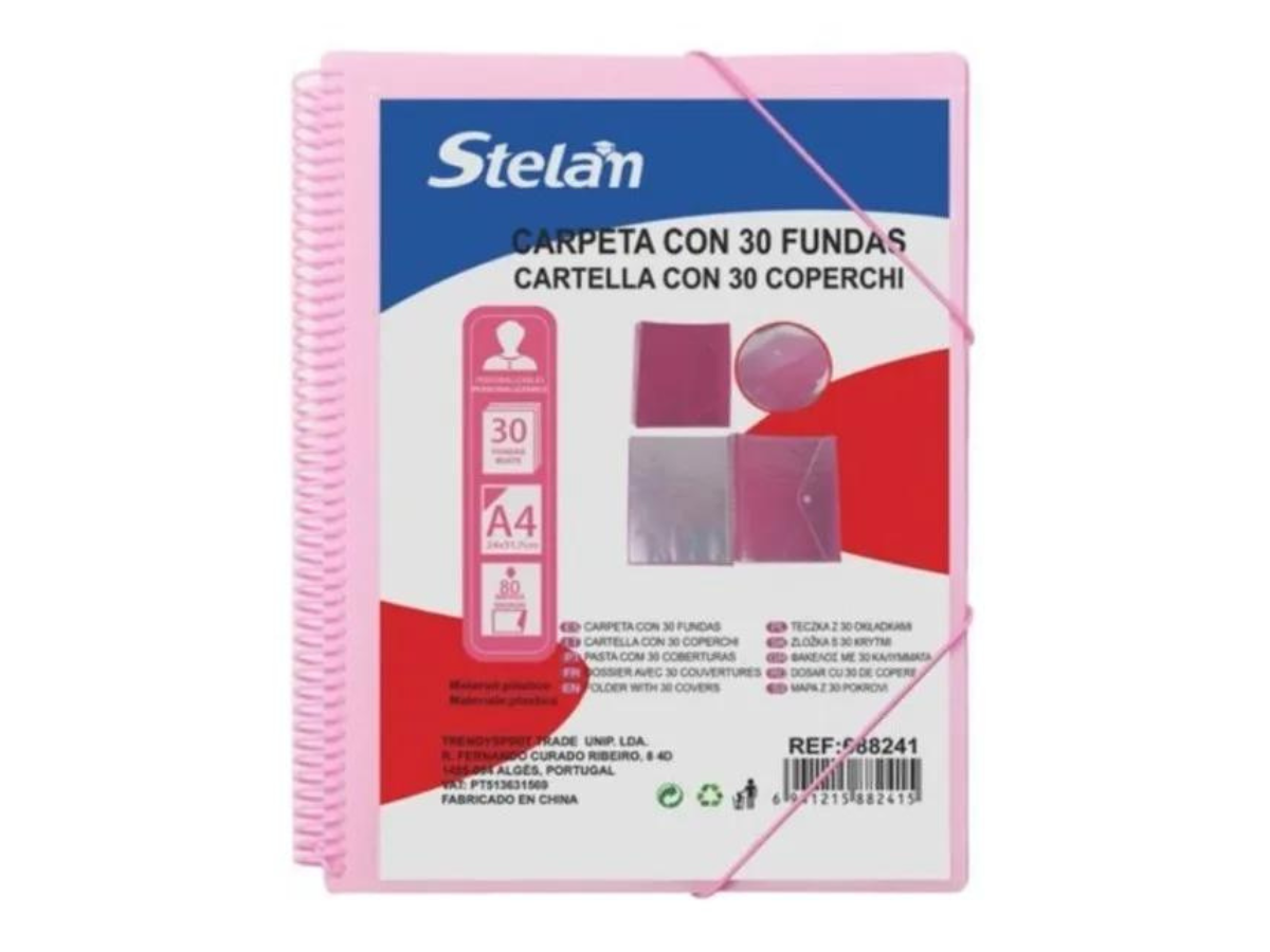 Carpeta Archivador De Documentos 30 Fundas Con Espiral A4-0