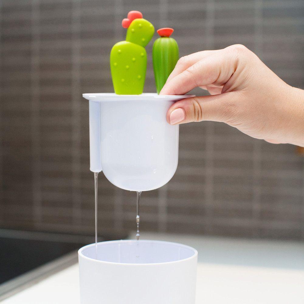 Cacti Set de Cepillos de limpieza y Recipiente Blanco-6