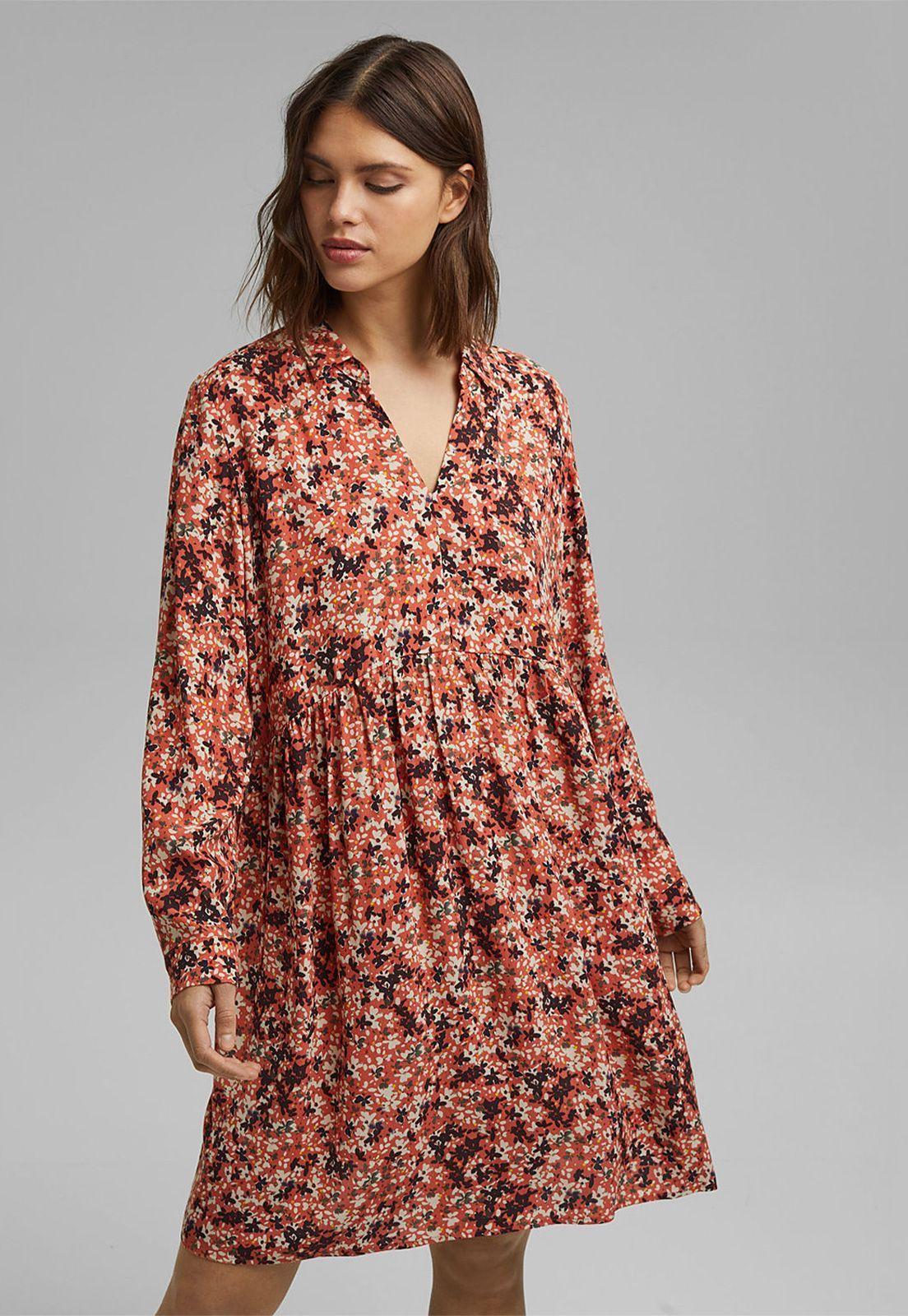 Vestido Mini Manga Larga Estampado Esprit-0
