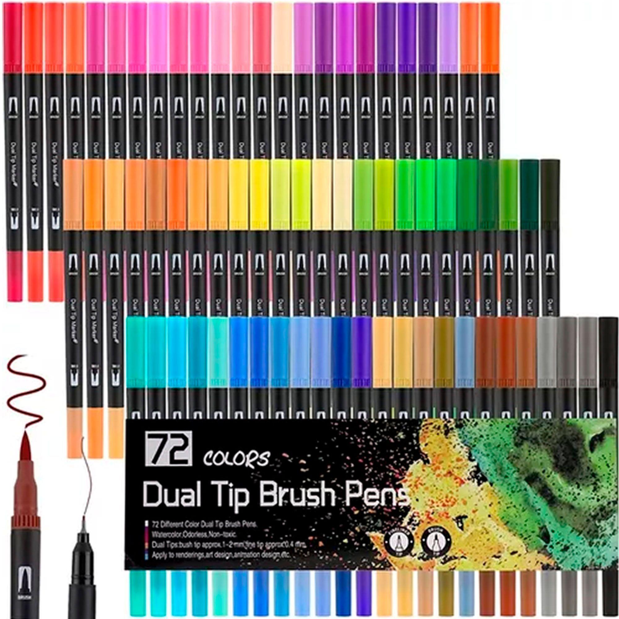 72 Marcadores De Doble Punta Tipo Pincel Colores-1