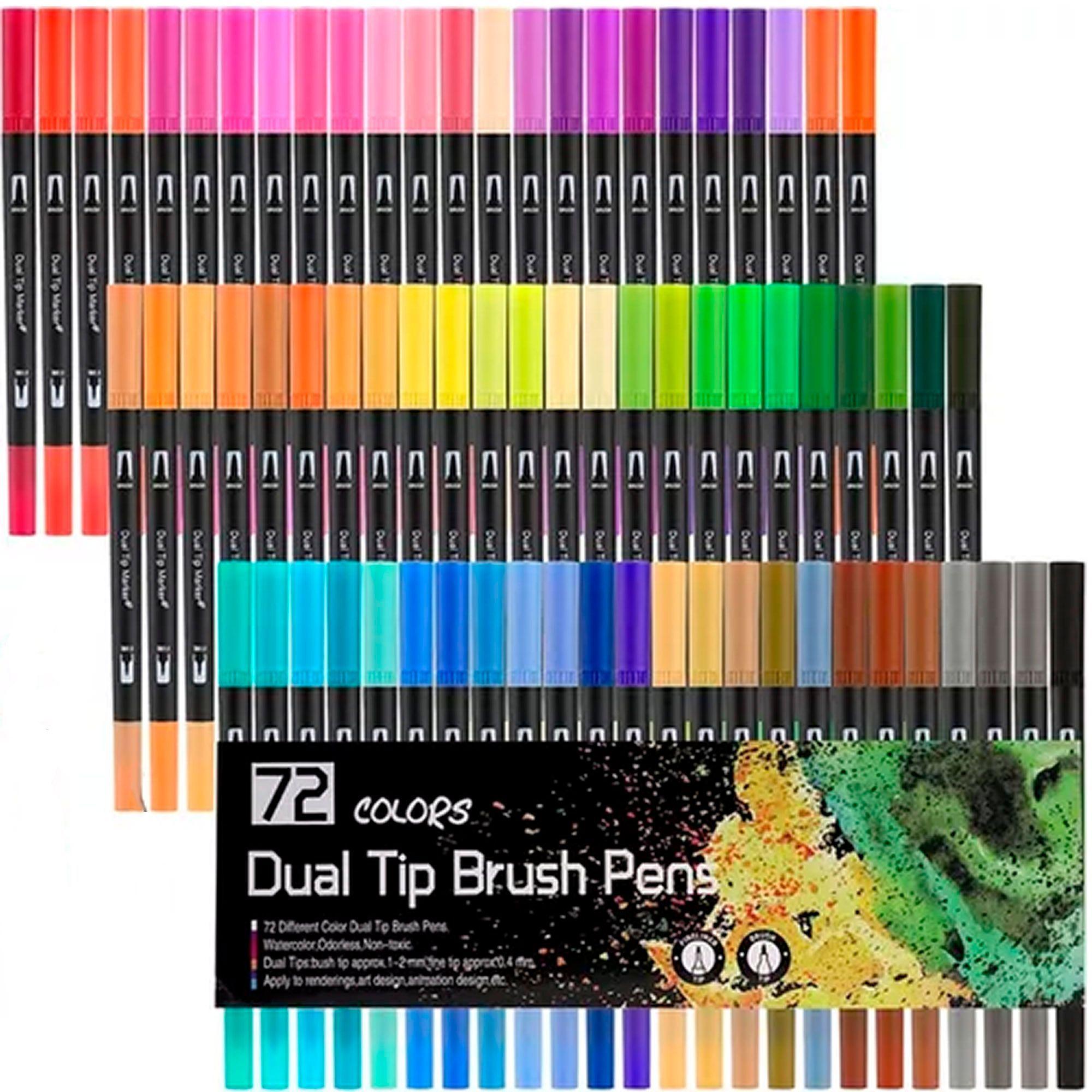 72 Marcadores De Doble Punta Tipo Pincel Colores-0