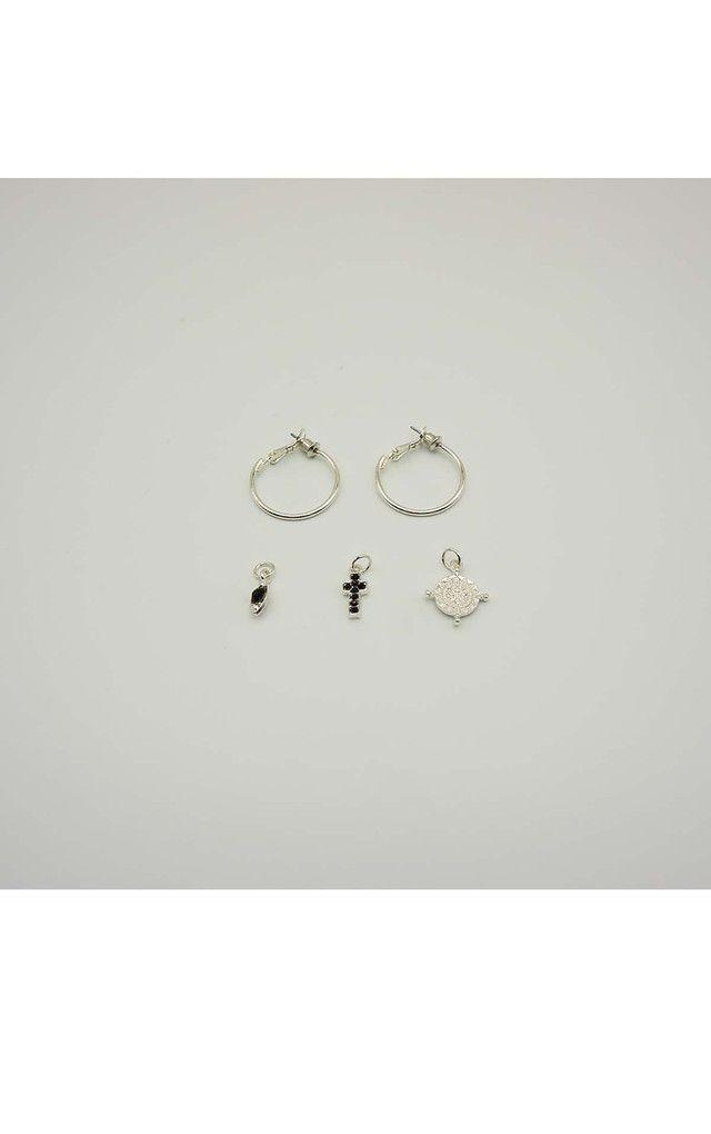 Aros Set Cross Plateados i-D-0