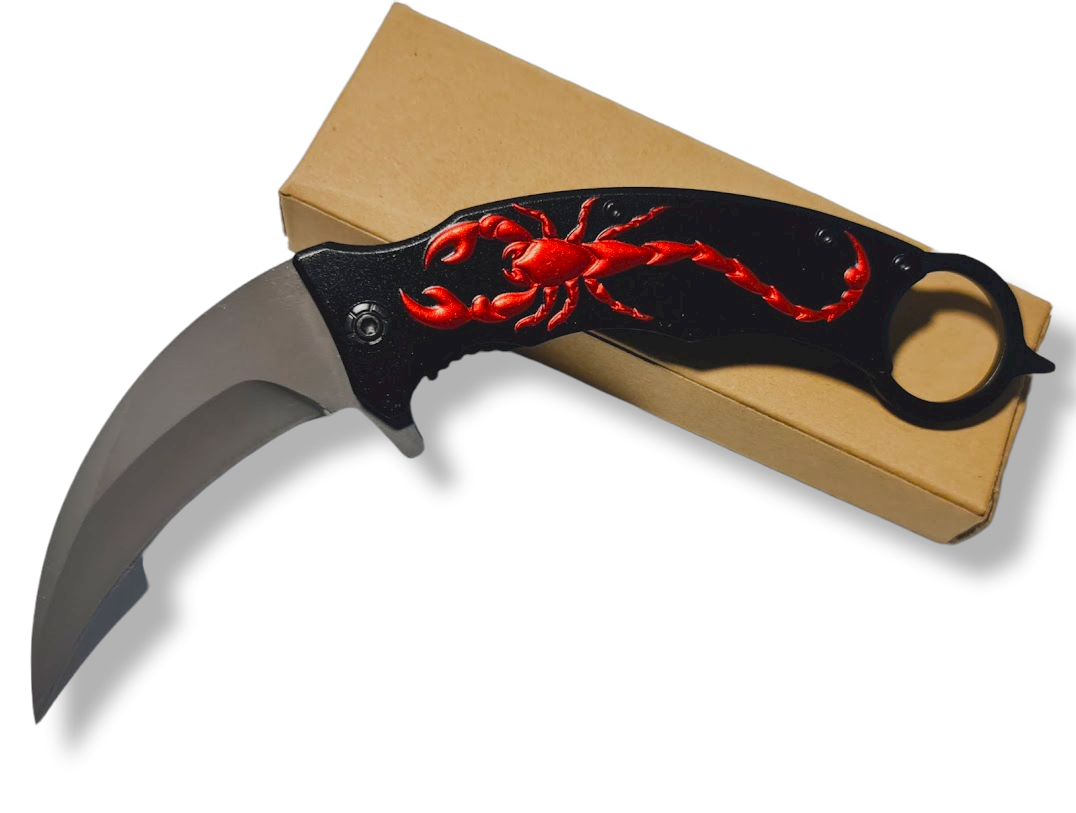 Karambit Retractil Curvo Red Skorpion Am26-5