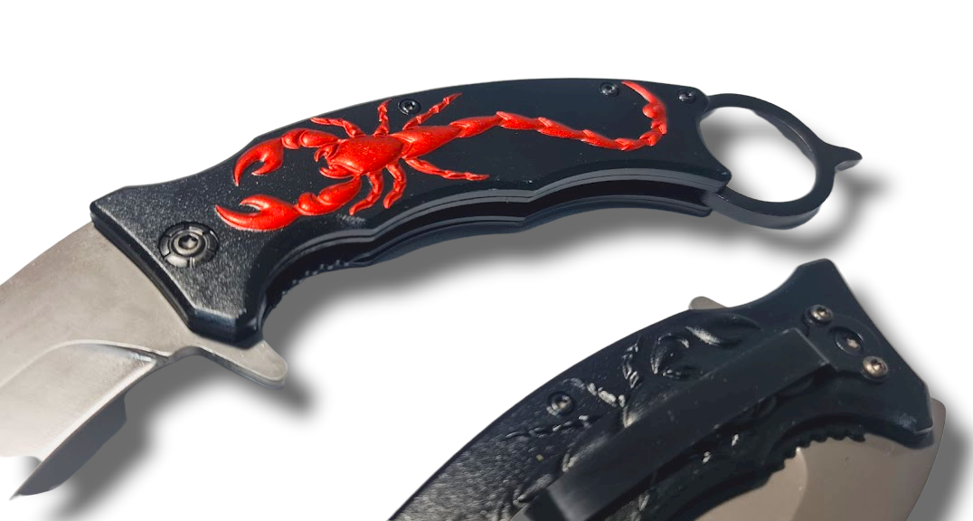 Karambit Retractil Curvo Red Skorpion Am26-4