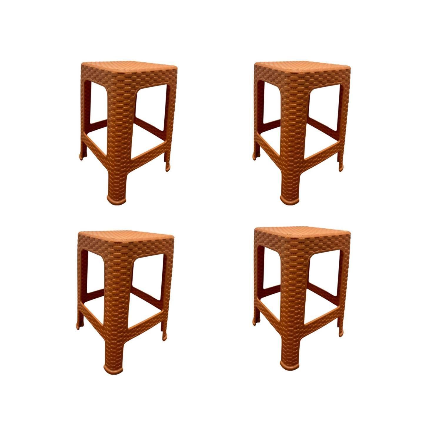 Piso Banco Rattan Plastico Pack 4 Unidades MARRON CLARO-0