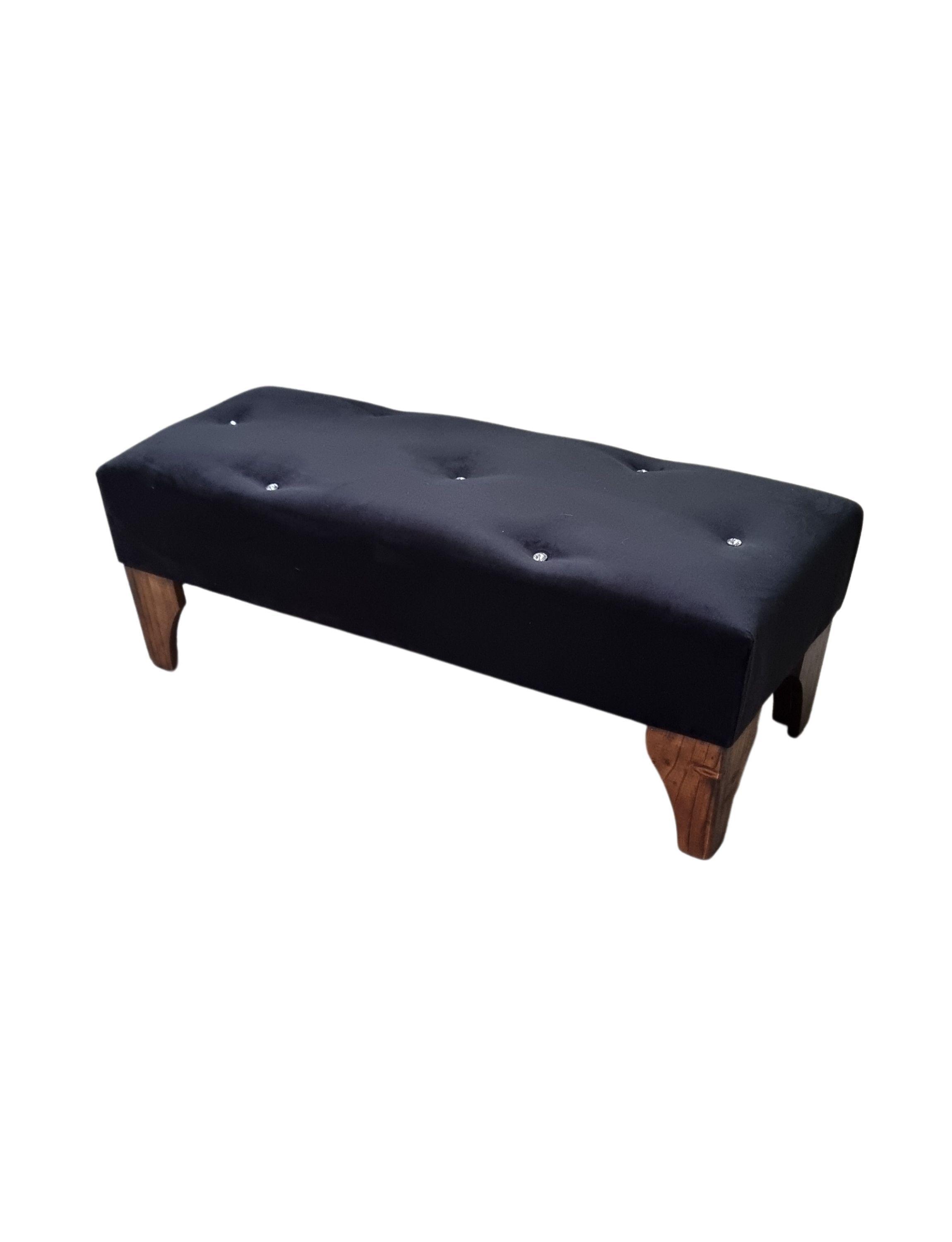 BANQUETA NEGRA FELPA BOTON DIAMANTE -2