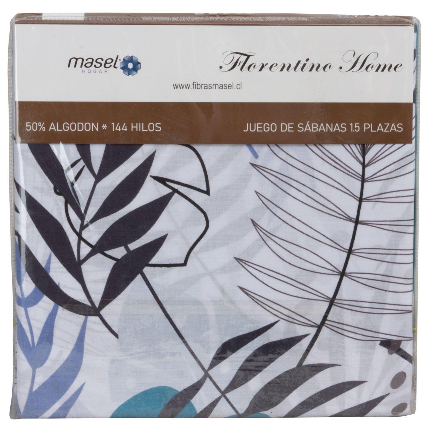 Juego de Sabanas Ramas 2 Turquesa-2