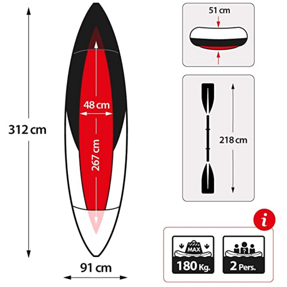 Kayak Inflable Explorer K2 Set Capacidad 2-7
