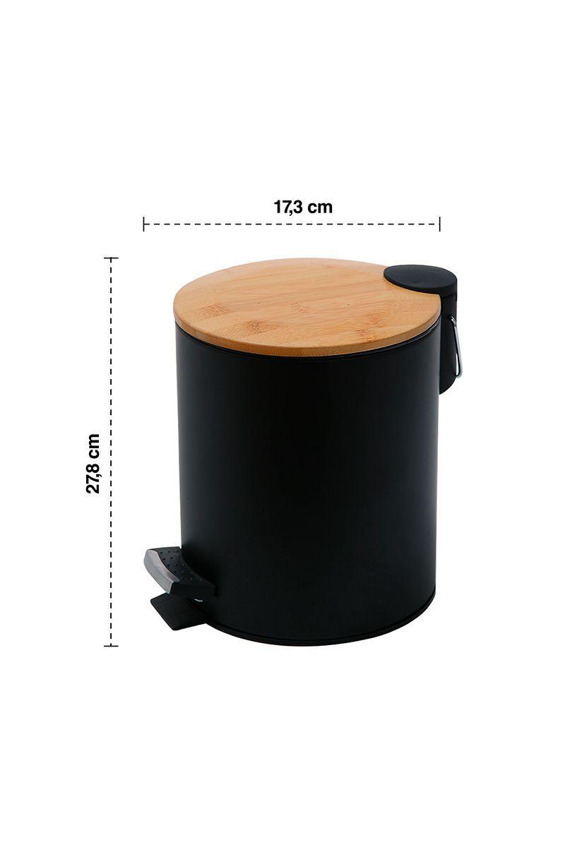 Basurero 3 L Tapa Bambu Negro-2