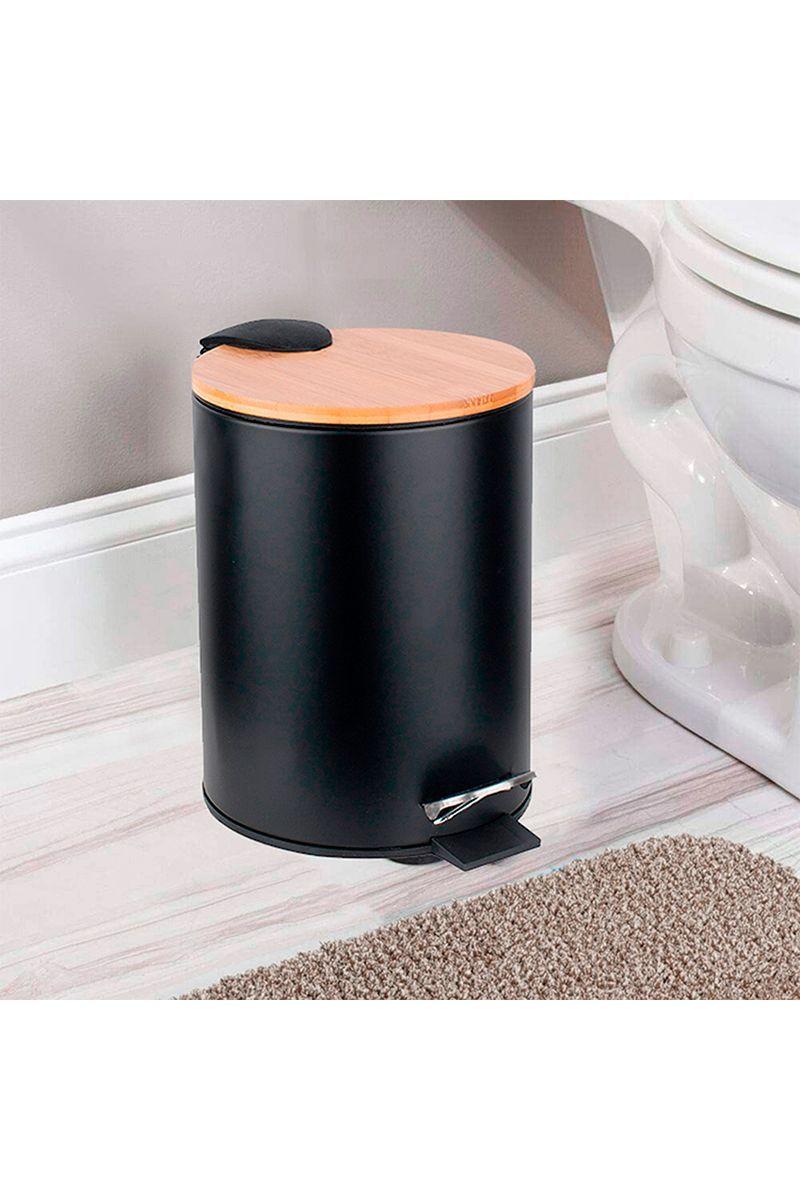 Basurero 3 L Tapa Bambu Negro-1