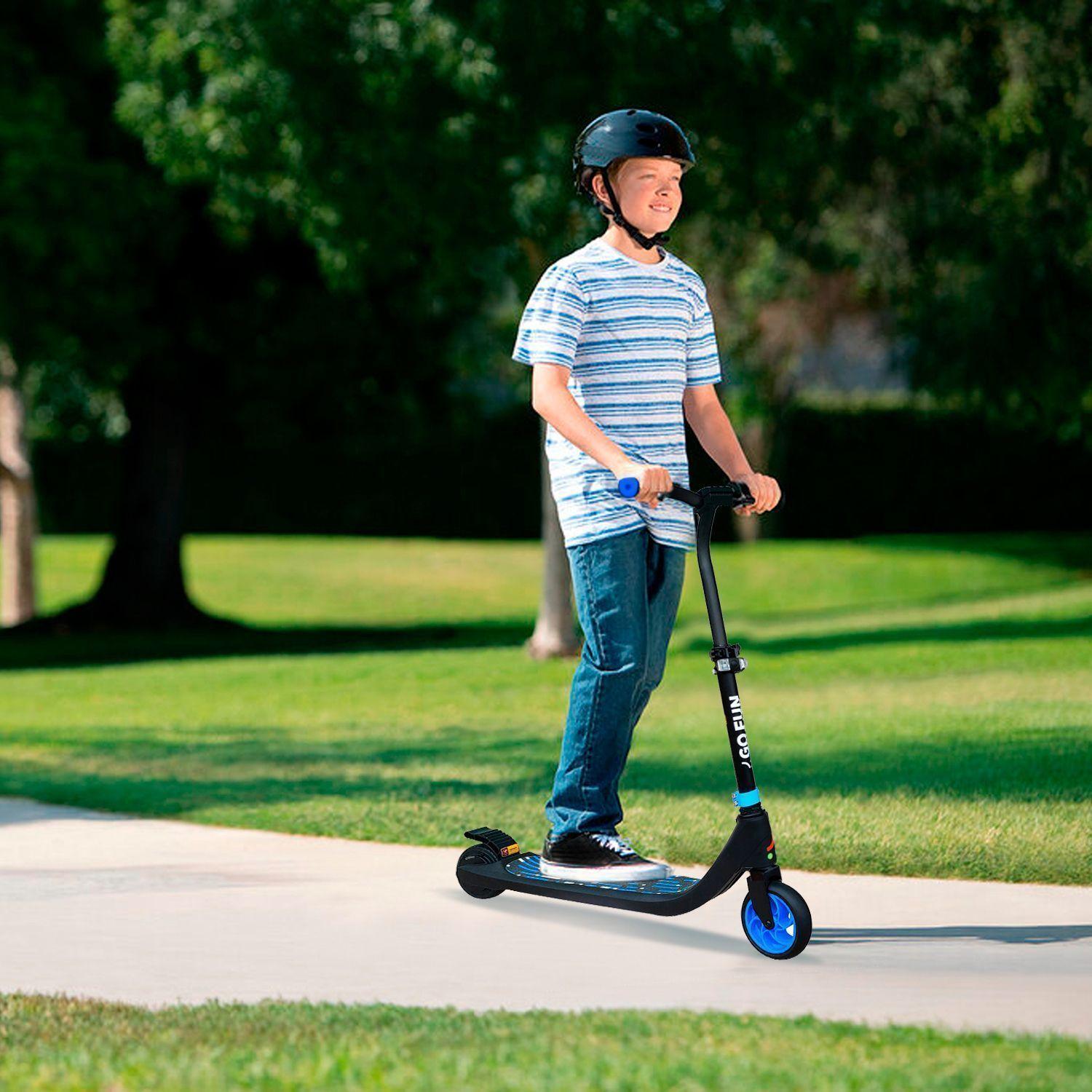 Scooter Eléctrico con Faro y Altura Ajustable Azul-1