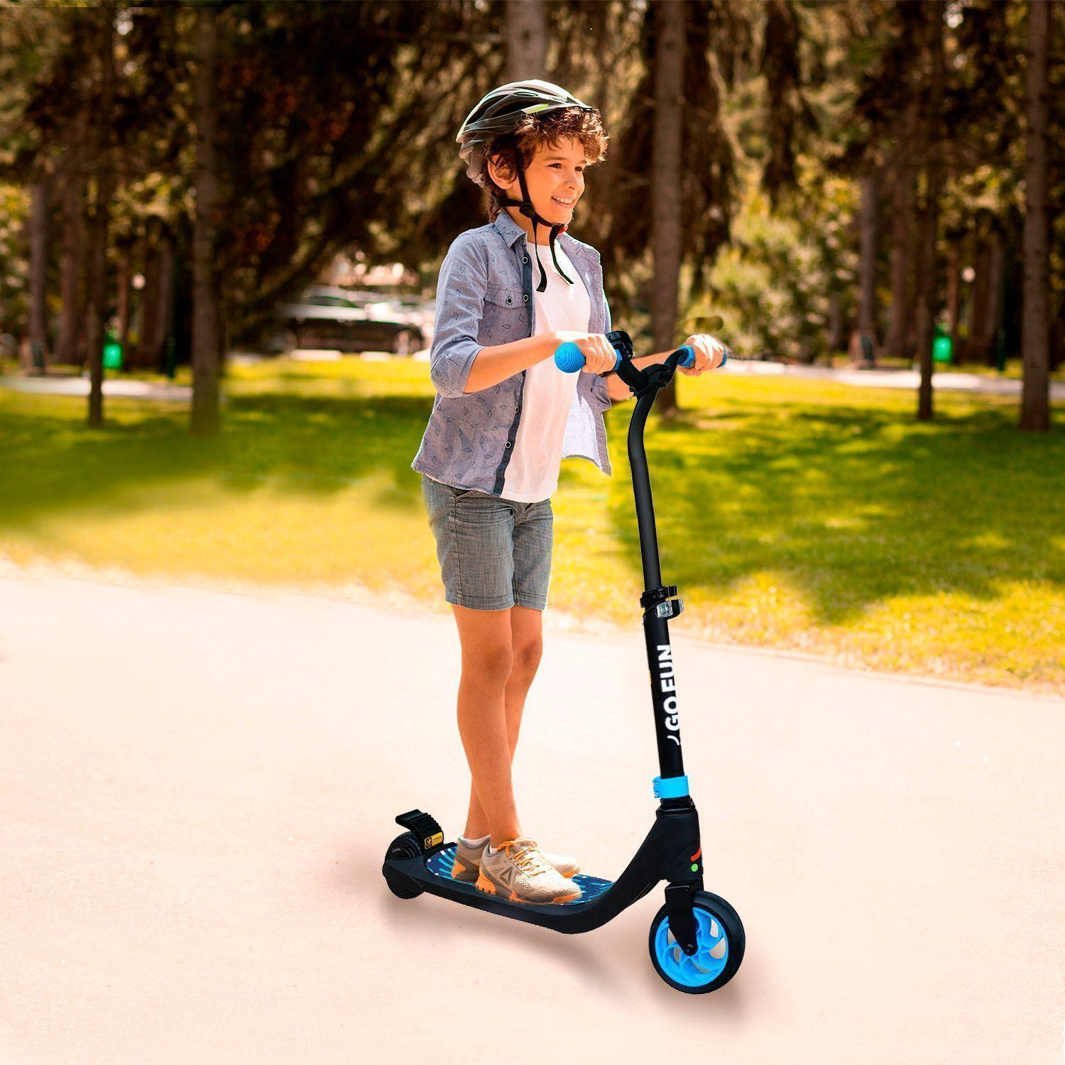 Scooter Eléctrico con Faro y Altura Ajustable Azul-5