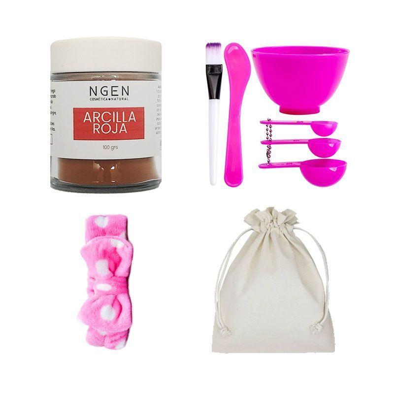 Set Mascarilla Arcilla Roja + Bowl + Cintillo + Saquito-0