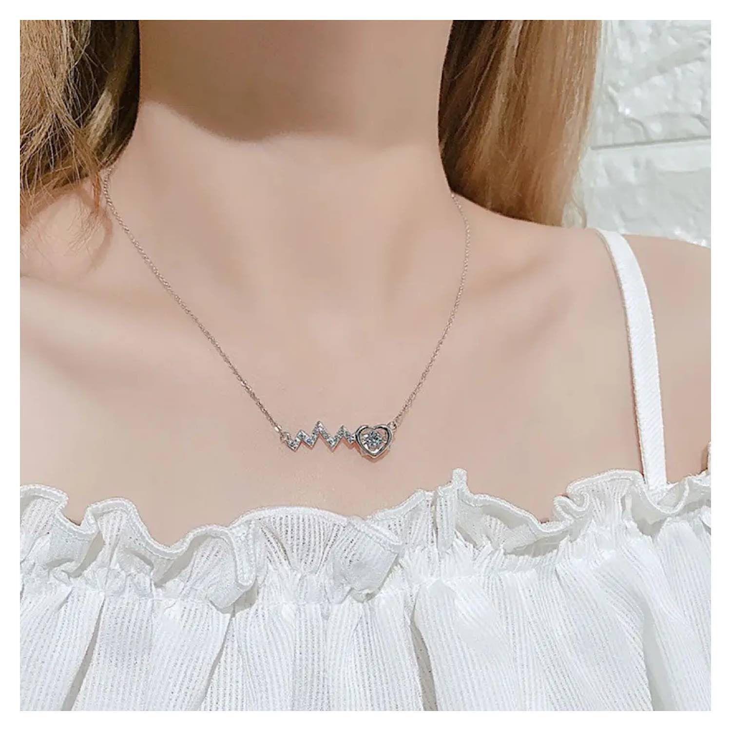 Collar Plata 925 Con Colgante Pulso Y Corazon-4