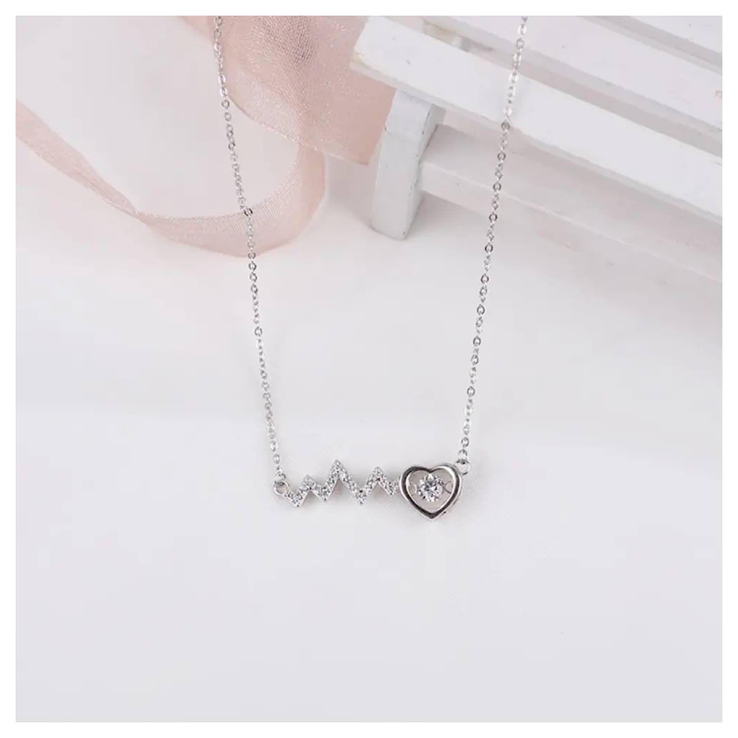 Collar Plata 925 Con Colgante Pulso Y Corazon-3