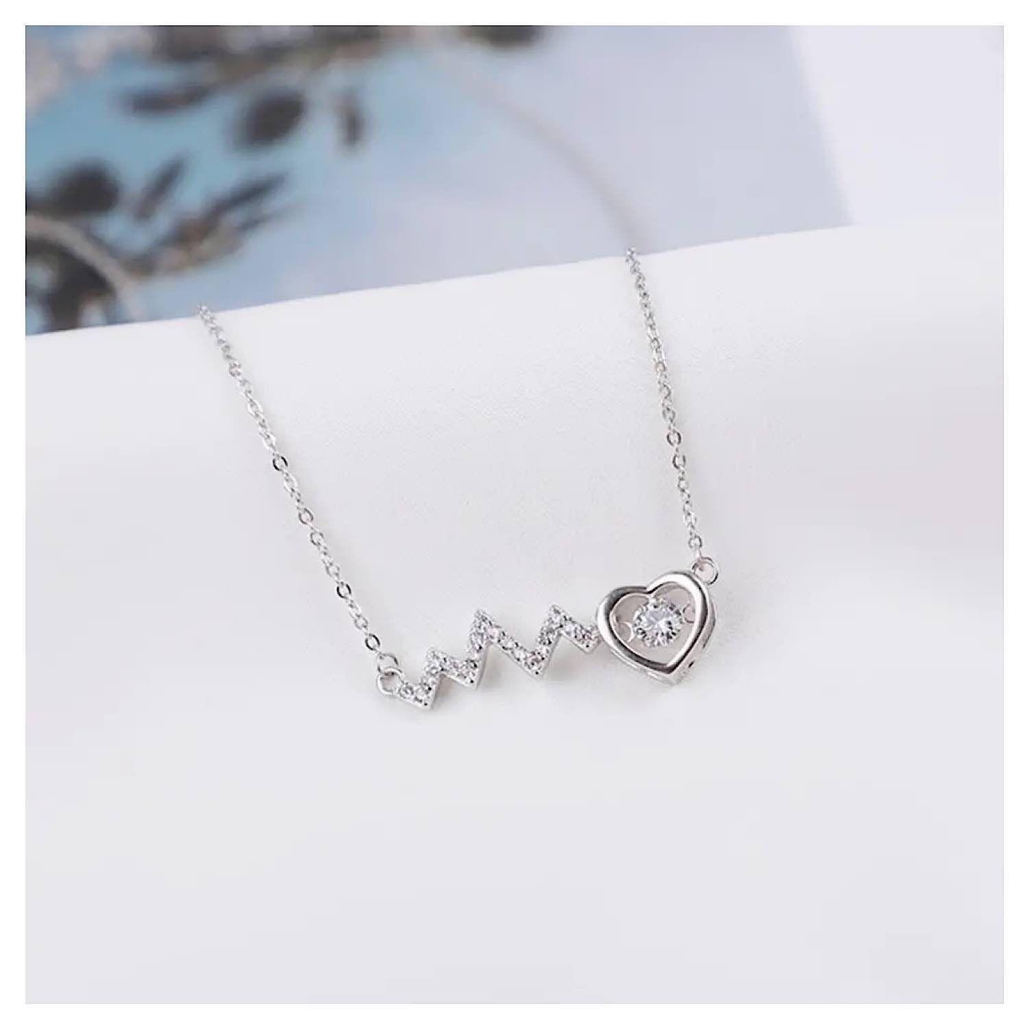 Collar Plata 925 Con Colgante Pulso Y Corazon-2