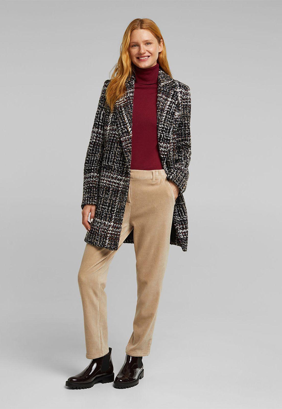 Abrigo Mujer A Cuadros Con Lana Esprit-2