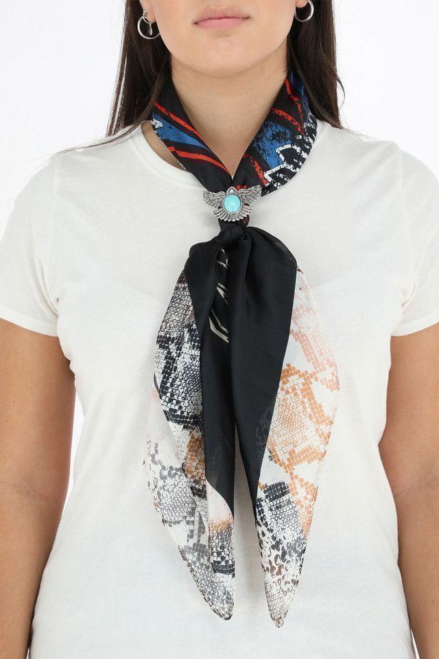 Pañuelo Bandana Estampada Negra Black Nitro Águila + Anillo Metálico Plateado Humana-2