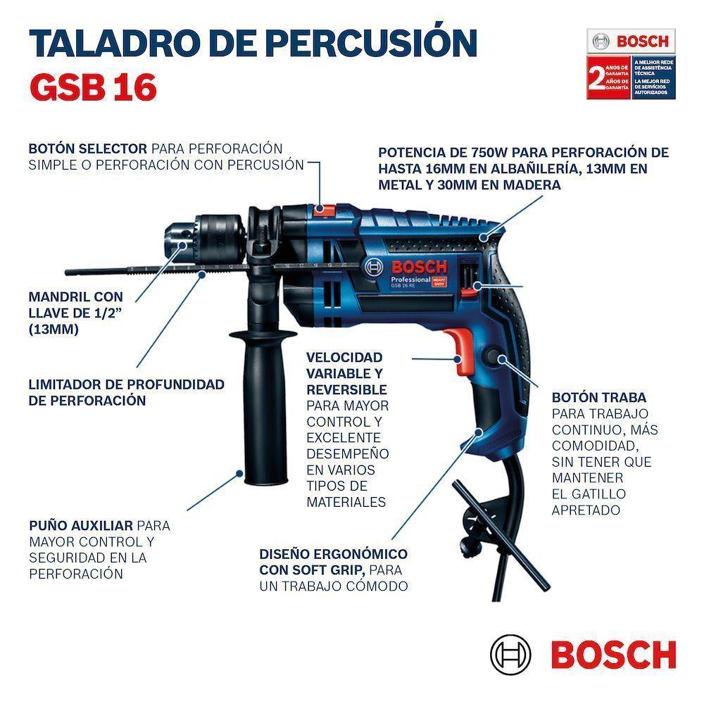 Taladro Percutor GSB 16 RE 220V Bosch-4