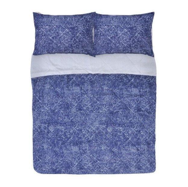 plumón básico estampado sherpa 2 plazas azul-2