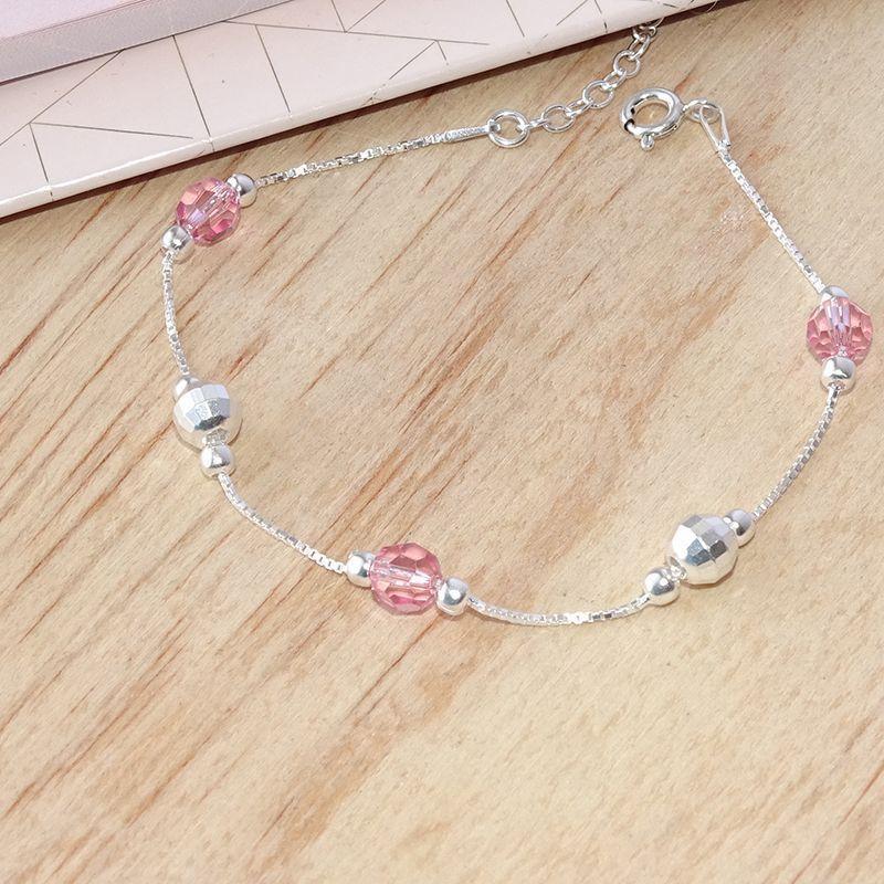 Pulsera De Plata 925 Punto Rosado - MABELITA-2