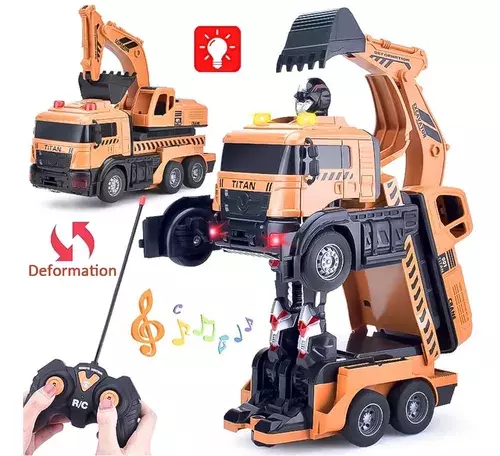 Auto A Control Remoto Transformer Robot Excavadora-3