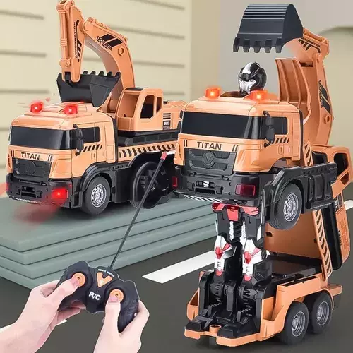 Auto A Control Remoto Transformer Robot Excavadora-4