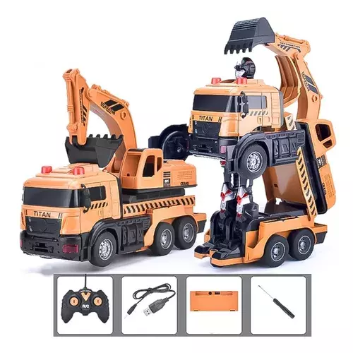 Auto A Control Remoto Transformer Robot Excavadora-2