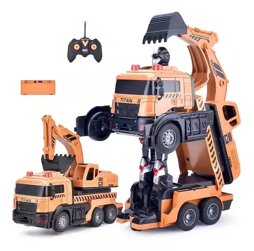 Auto A Control Remoto Transformer Robot Excavadora-0