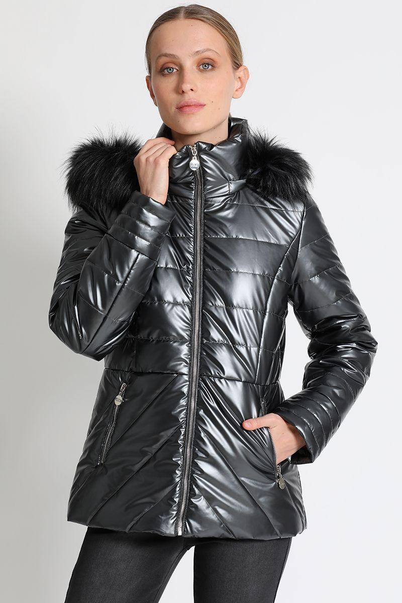 Parka Metalizada Plateada Liola-5
