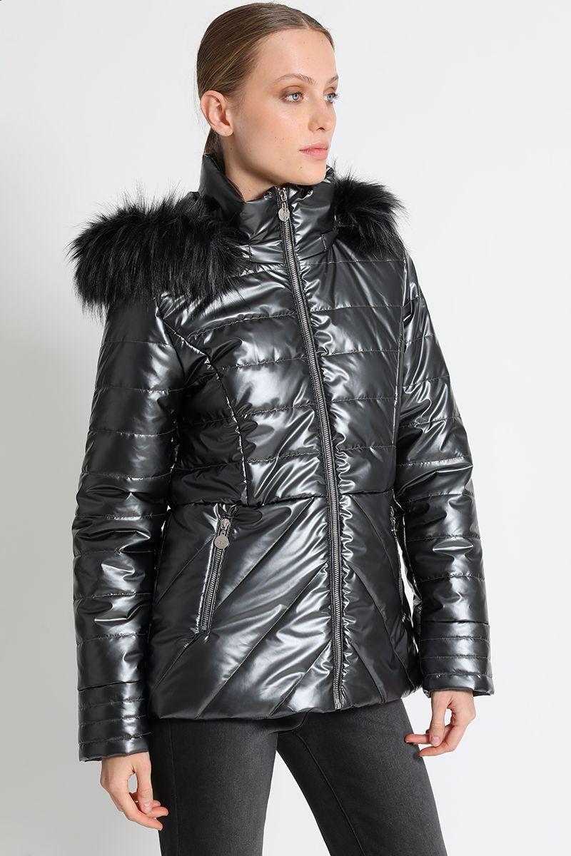 Parka Metalizada Plateada Liola-4